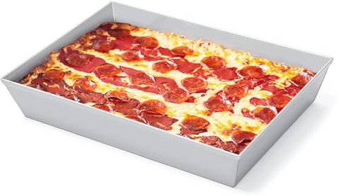 GFTIME Detroit Style Pizza Pan 35 x 25CM, Non Stick Without BPA, Square Hard Anodized Deep Dish,Sicilian Pizza Pan for Ovens