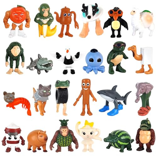Audasi 24 PCS Tung Tung Tungs Sahur Figuras, Italiano Brainrot Figuras de Acción Set Divertido Coleccionable Figura Escritorio Juguete Creativo Tiburón Mono y Más Juguetes