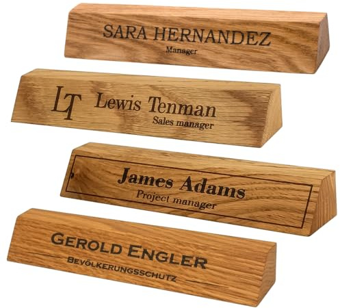 Personalised Desk Name Plate – Custom Oak Wood Office Desk Sign – Engraved Name Plaque Gift for Boss, Coworker, Men & Women – Executive Office Decor for New Job, Graduation, Birthday, Christmas