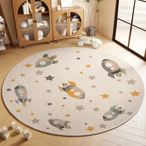 xueneige Alfombras Redondas City Life, Alfombra interactiva de Pelo Corto y Suave para la Zona de Lectura de la habitación Infantil, Ideal para Decorar la guardería, la Sala de Juegos y el Dormitorio