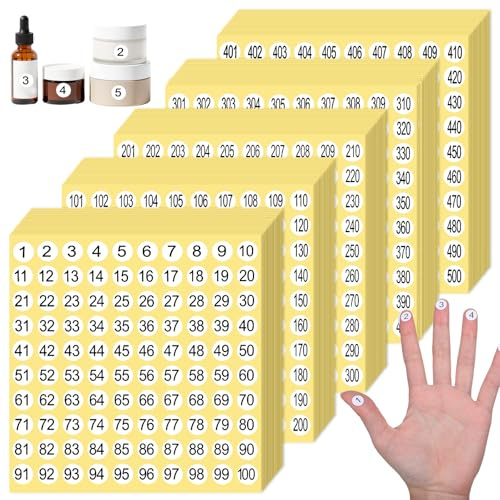 cobee 7500 adesivi con numeri da 1 a 500, etichette autoadesive con numeri consecutivi da 0,4 pollici, numeri consecutivi, adesivi rotondi per inventario per interni ed esterni, organizzazione