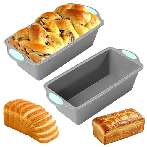 2 Pièces Moules à Pain En Silicone,20×9.5× 5.5cm,Facile à Nettoyer (Gris) | Moule a Cake Silicone sans BPA,Moule Gateau Air Fryer,pour la Fabrication de pain,Gâteaux et Desserts,Revêtement Antiadhésif