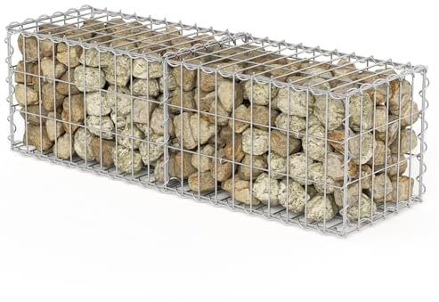 Monucep Lot de 6 gabions - 100 x 30 x 30 cm - En métal galvanisé - Pour mur, jardin, panier métallique - Avec maille de 5 x 10 cm - Fil de 4 mm d'épaisseur