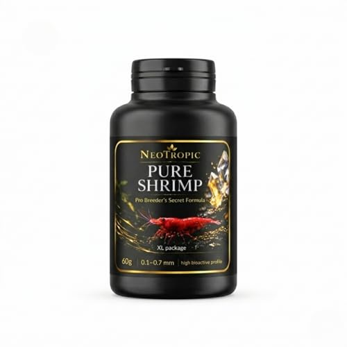 NEOTROPIC Pure Shrimp Pro Formula - Nourriture Crevettes Aquarium - Formule Aquaculture Française - Croissance Reproduction & Couleurs Intenses - Micro-granulés (60g)