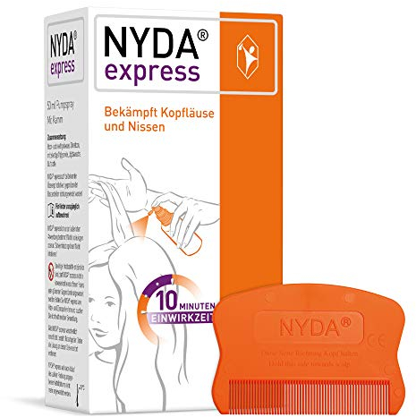 NYDA Express Läusemittel: Effektives Läusespray und Läusekamm gegen Läuse & Nissen, rasche Behandlung in 10 Min, gute Verträglichkeit, physikalisch wirksam