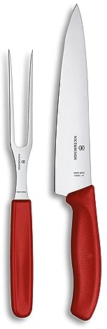 Victorinox Swiss Classic Carving-Set, 2 pcs., Extra Sharp Blade, Stainless Steel, Dishwasher Safe, Red