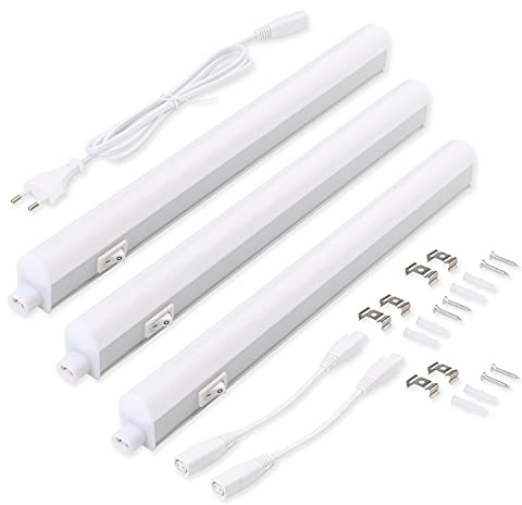 Light LED inbyggd lampa kök 5 W, 31,5 cm, 450 lm, 4000 k, neutral vit, underbyggnad, ljuslist, skåpbelysning, superljus, vit för skåp, utbyggbar genom plugin-system (3 stycken)