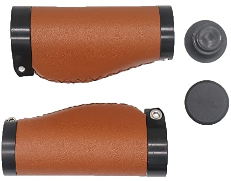 BBxunsless Cykel kort handtag halkskydd PVC mikrofiber läder ergonomisk handsydd vardaglig retro dubbel låsbar styre spak för mountainbike MTB, BMX, hopfällbar cykel 22,2 x 95 mm (brun-B)