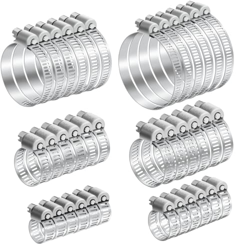 36 Stücke Schlauchschellen Set, Edelstahl Schlauch Clips, Einstellbare Rohrschellen Schlauchklemmen Kit, für Haus Gas Rohr, Wasser Rohr, Tank, Automobil-tubing (6-51mm)