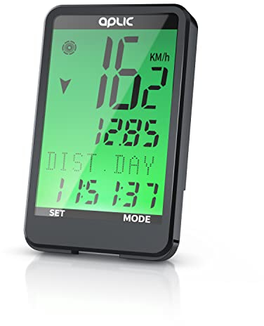 CSL - Fahrradcomputer kabellos digital, 17 Funktionen, IP65 wasserdicht mit Hintergrundbeleuchtung, Fahrradtacho mit 2,5“ LCD-Display, schwarz