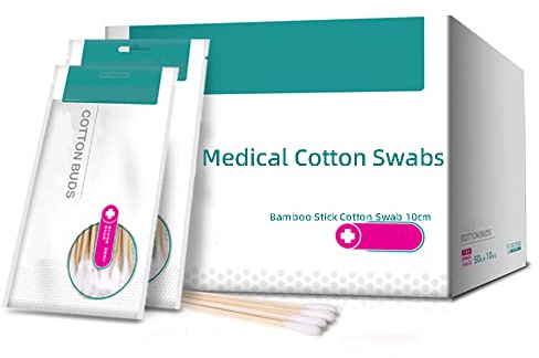 Lot de 500 cotons-tiges médicaux avec bâtonnets en bois, cotons-tiges stériles pour une meilleure absorption de l'eau