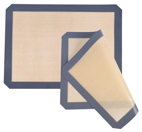 Tappetino Silicone Forno 40x30 Tappetino da Forno Riutilizzabile Antiaderente Tappetino Silicone per Pane, Biscotti, Pasticcini, Stendere l'impasto 2 pezzi (Grigio)