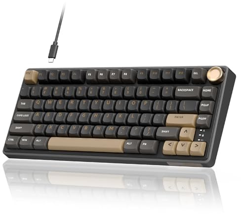 RK ROYAL KLUDGE R75 Wired Gaming Keyboard with Volume Knob, 75% Mechanical Gaming Keyboard Custom Gasket Mount with MDA Profile PBT Keycaps, QMK/VIA, Hot Swappable Silver Switch, Black