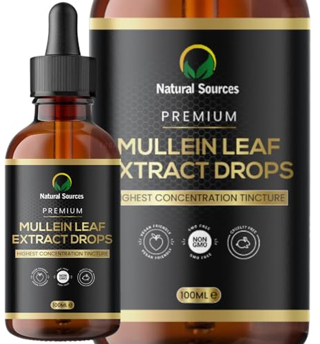 Premium Mullein Leaf Extract for Lungs - Grown/Produced in UK- High Strength, No Additives - 100mls (100 Servings) | Organic Plant Extract Liquid Mullein Leaf | Mullen Drops