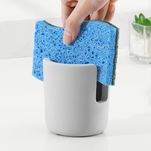 Luxspire Kieselgur Schwammhalter Küche, Schnell Trocknend Spülschwammhalter, Wasserabsorbierend Sponge Holder Schwammablage Küche Spülschwamm Ablage für Küchenspüle, Hellgrau, Groß