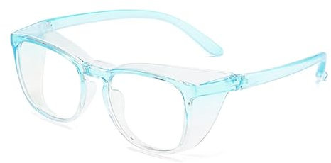 FGAQLUK Children's Anti-pollen Glasses, TR90 Anti-blue Light Glasses, Full Frame Goggles, Anti-fog And Anti-spray, Safety Glasses Suitable For Children Aged 4-14 (Color : Light blue)