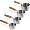 LELE LIFE Set of 4 Stainless Steel Measuring Cups with Wooden Handle - 250/125/ 80/ 60ml Metal Measure Scoop for Kitchen Food Baking Cooking