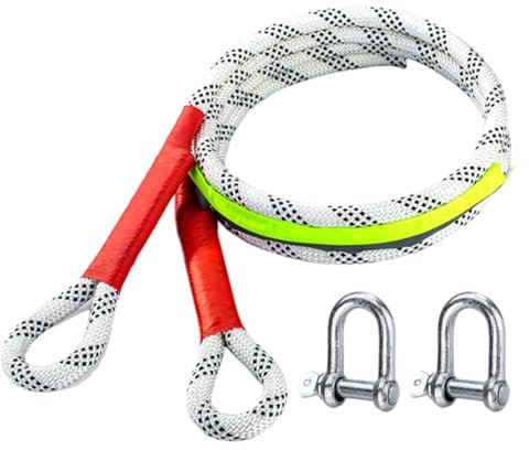 Nylon-Bergungsseil, kinetisches Bergungs-Abschleppseil | Abschleppgurt Anhängerseil mit hoher Festigkeit - 2 Stahl-Entriegelungsschnallen, professionelle Bergungsseile für Sand- und Schneegräben