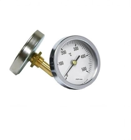AzJardin. TERMÓMETRO PARA HORNO DE LEÑA, Medidor de Temperatura de 0 a 500 °C con vaina de 3.5cm