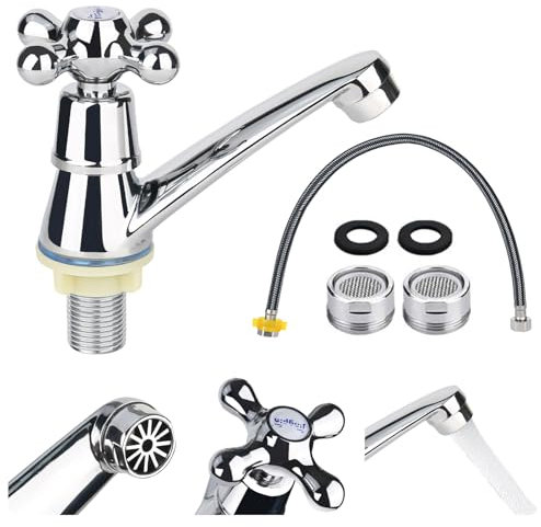 Robinet Salle De Bain Cascade,Monocommande Mitigeur Lavabo Robinet Vasque À Poser,Robinet D'eau Froide, Robinet D'Évier De Salle De Bain, Robinet De Vestiaire Chromé À Poignée Croisée Avec Filtre