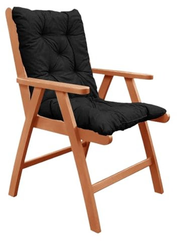 MAQDDO Deckchair Cushion Sun Lounger Cushions And Pads Non-Slip High-Back Lounger Rocking Chair Cushions With Back Thick Folding Replacement Recliner Pad For Indoor Outdoor(Black)