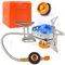 AUEJACKY Campingkocher 3500W, Winddicht Gas Campingkocher mit Piezozündung, Klein Faltbar Camping Gaskocher, Gaskocher mit Adapter Camping für Outdoor Picknick Camping Trekking Wandern
