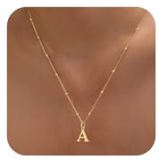 MDIEEL Initial Necklaces for Women Dainty Gold Letter Pendant Necklace 14k Gold Plated A-Z Name Necklaces Cute Charm Choker Necklace Fashion Accessories Non Tarnish Trendy Jewelry Gift (A., Gold)