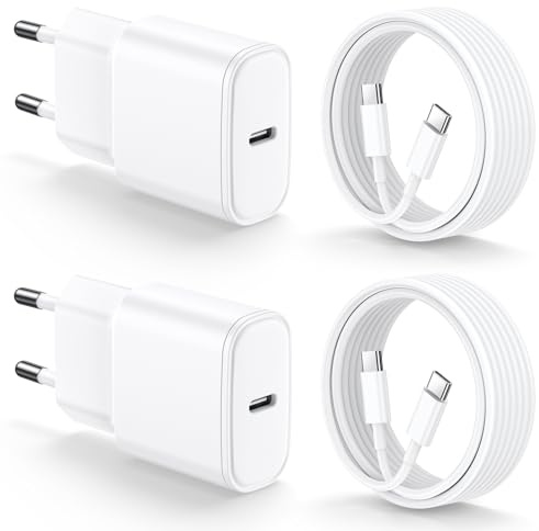 Cargador USB de 20 W para iPhone 16/16 Pro MAX /16 Plus /15/15 Pro MAX /15 Plus/IPA d 10ª Generación/iPad Air/iPad Mini y 2 M Cable, Adaptador Tipo C de Pared Enchufe
