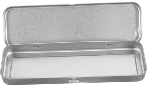 WEKAMOS Plumier Rangement des Stylos en Métal Argenté Metal Rectangulaire Simple Couche Boîte à Crayons pour L'école