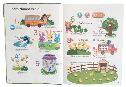 Hozaenwa Libro De Palabras con Sonido,Libro para Practicar Idiomas - Juguetes Educativos De Aprendizaje De Inglés para Niños Niñas Y Preescolares Desarrollo Temprano del Lenguaje