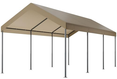Shintenchi 10x20ft Heavy Duty Carport with UV&Wind Resistant Canopy,Portable Carport Garage Shelter with Stable Powder-Coated Steel Frame,Outdoor Carports for Car,Bike,Camp,Storage(Khaki)