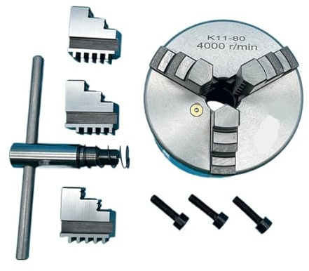Portabrocas de torno de 80 mm, 3 mandíbulas K11-80, mandril de metal