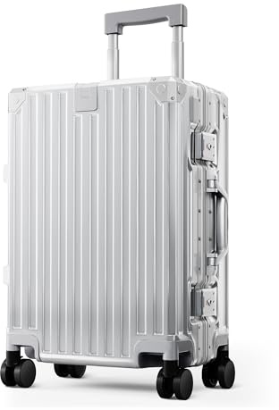 ALPHA CAMP Suitcase Carry on Check in Luggage, Business Trip, (37L, Silver