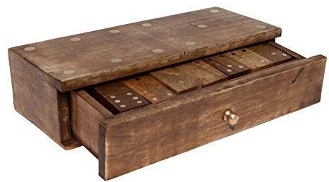 GoCraft Handmade Wooden Dominoes Set | 28-Piece Double Six Professional Size Dominoes with Decorative Wooden Storage Box | Classic Game Set for Family Fun & Entertainment