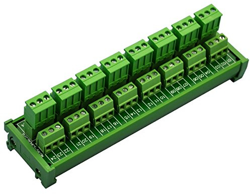 Electronics-Salon DIN Rail Mount Pluggable 8x3 Position 10A / 300V Screw Terminal Block Distribution Module. (Side Wire Connects)