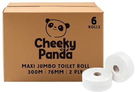 The Cheeky Panda – Professional Bamboo Maxi Jumbo Toilet Rolls | Bulk Box of 6 Rolls (300m Length per Roll, 1800m Total) | Plastic-Free, for The Office, Eco-Friendly, Super Soft, Strong & Sustainable