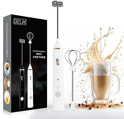 Elektrischer Milchaufschäumer Kaffeeschäumer Wiederaufladbar Getränkemixer Handaufschäumer Mixer Küchenhelfer Handmixer Elektrischer Mixer USB Wiederaufladbar Bulletproof (Weiß)