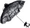 Black Sugar Déguisement Parapluie Ombrelle Blanc Noir Rouge Solide Vinyle Dentelle Rubans Cérémonie Mariage Parasol Gothique Lolita Déguisement Cosplay Convention (Noir Dentelle)