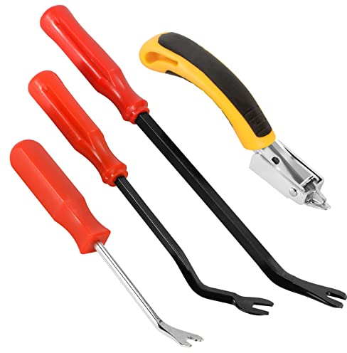 LUNEKUCK Lot de 4 Arrache Agrafe Agrafeuse Clou Outils de Tapissier pour Meuble Bureau Fauteuil Tapis Bois