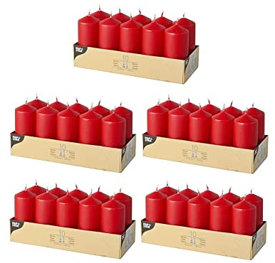 PAPSTAR Stumpenkerzen/Säulenkerze Rot (50 Stück)