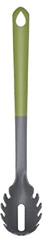 Fackelmann 687052 Cucchiaio per spaghetti in plastica ecosurcata, Cucchiaio da portata per spaghetti, Verde, Plastica Bio, 32 x 6 cm