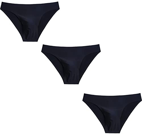 Faringoto Biancheria intima Uomo Slip Senza Cuciture Pantaloncini Uomo Seta Ghiaccio Mutandine Vita Bassa Solido Semitrasparente, 3 nero, M