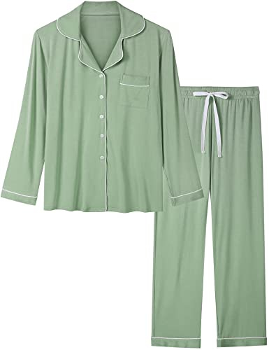 Amorbella Bamboo Viscose Sleepwear for Women Long Sleeve Pjs Sleep Set | Hot Sleeper Comfort · Cooling Relief · Lightweight Feel for Sleeping & Lounging