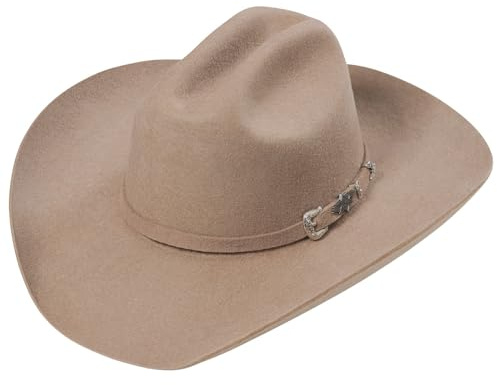 STARS & STRIPES Houston Sandhatt – högkvalitativ, formstabil western cowboyhatt av ullfilt, sand, 57