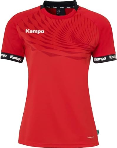 Kempa Herren Wave 26 Shirt Women Damen Mädchen Sportshirt Kurzarm Funktionsshirt Handball Gym Fitness Trikot, Rot/Chilirot, L EU