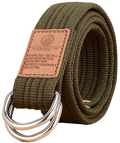 HotYou Yoga Cinturon - Moda accesorio de Yoga Cintura Pierna fitness ajustable Correa entrenamiento estiramiento D-Ring algodon hebilla de cinturon,Ejercito Verde,L*W：47.24 Pulgadas*1.33 Pulgadas