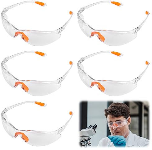 Schutzbrille 6 Pcs Sicherheitsbrille, Transparent Schutzbrille Arbeitsschutzbrille mit Gummieinsatz an Nase und Ohren, Kratzfeste Linsen Schutzbrillen für Bau Heimwerken Labor Schweißen Chemie