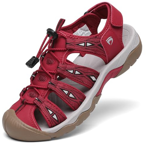 Dannto Sandali Sportivi Donna Traspirante All'aperto Antiscivolo Escursionismo Sandali da Trekking Passeggiata Arrampicata(rosso,38)