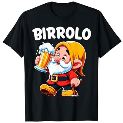 Birrolo Nano Divertente | Birra Divertente Simpatica Maglietta, Uomo, Nero, L