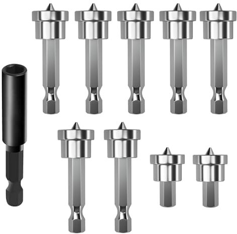 Saipor 10pcs Drywall Screw Depth Setter PH2 Magnetic Positioning Screwdriver Bits 1/4 Inch Hex Shank Drywall Screw Driver Bit Set with 60mm Extension Socket Drill Bit Holder for Plasterboard
